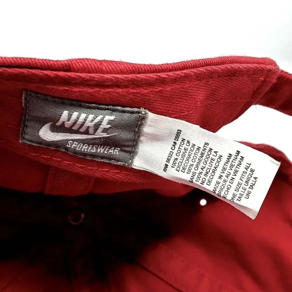 Nike Sportswear Strapback Red Swoosh Logo Hat Cap Athletic Y2K Dad